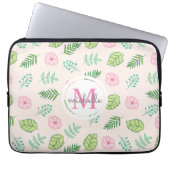 Modern Chic Floral Monogram Laptop Sleeve (Voorkant)
