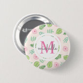 Modern Chic Floral Monogram Ronde Button 5,7 Cm (Voorkant /achterkant)