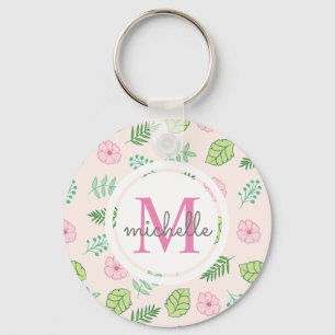 Modern Chic Floral Monogram Sleutelhanger