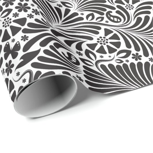 Modern Chic Floral Pattern Cadeaupapier (Rol Hoek)