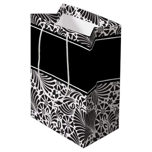 Modern Chic Floral Pattern - Gepersonaliseerd Medium Cadeauzakje (Achterkant Gekanteld)