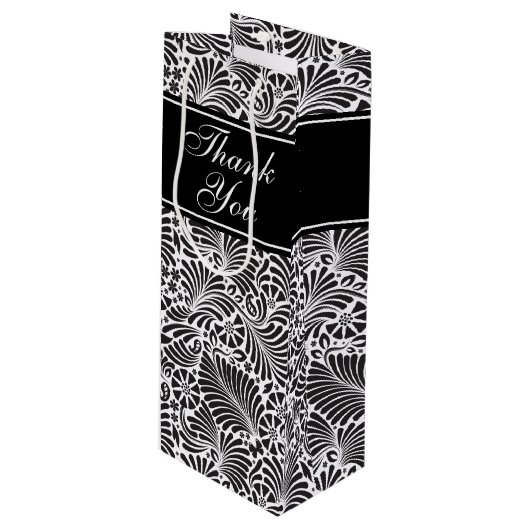 Modern Chic Floral Pattern - Gepersonaliseerd Wijn Cadeautas (Voorkant Gekanteld)