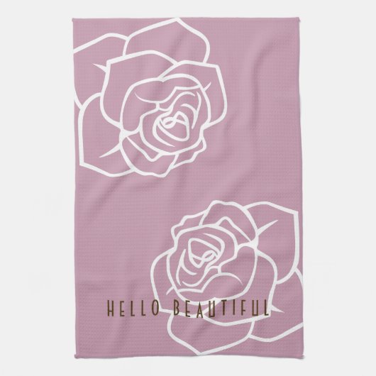 Modern Chic Floral roze rozen Theedoek (Verticaal)