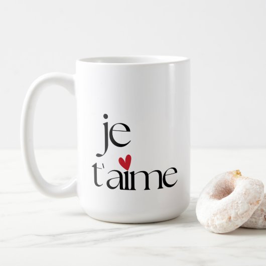 Modern Chic French Je T'aime Ik hou van je Koffiemok (Met donut)