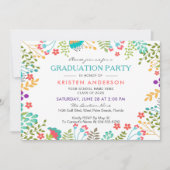 Modern Chic Fresh Floral Graduation Party Kaart (Voorkant)