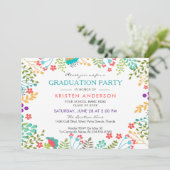 Modern Chic Fresh Floral Graduation Party Kaart (Staand voorkant)