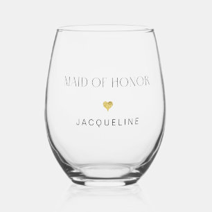 Modern Chic Gemaakt van Eer Script Gold Heart Naam Wijnglas Zonder Voet