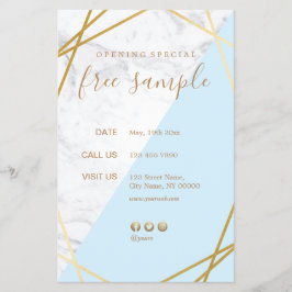 Modern Chic Geometric Gold Marble Blue 5.5x8.5 Flyer