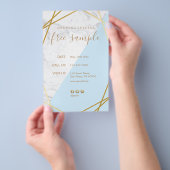 Modern Chic Geometric Gold Marble Blue 5.5x8.5 Flyer (Hand)