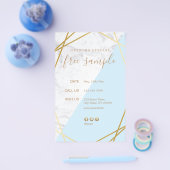 Modern Chic Geometric Gold Marble Blue 5.5x8.5 Flyer (Enkel)