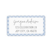 Modern Chic Gingham Pastel Blue Address Etiket (Voorkant)