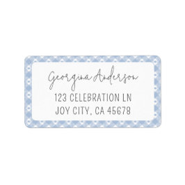 Modern Chic Gingham Pastel Blue Address Etiket