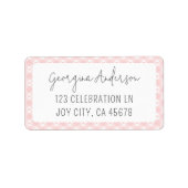 Modern Chic Gingham Pastel Blush Pink Adres Etiket (Voorkant)