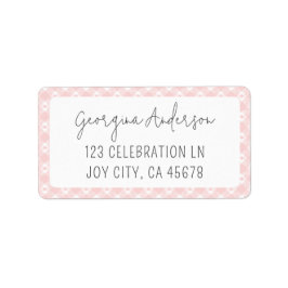 Modern Chic Gingham Pastel Blush Pink Adres Etiket