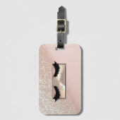 Modern Chic Girly Glittery Bokeh Ombre Faux Lashes Bagagelabel (Voorkant (verticaal))