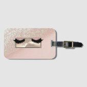 Modern Chic Girly Glittery Bokeh Ombre Faux Lashes Bagagelabel (Voorkant (horizontaal))