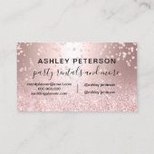 Modern Chic Glam Rose Gold Glitter Party Rentals Visitekaartje (Achterkant)