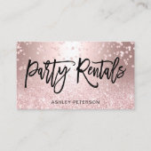 Modern Chic Glam Rose Gold Glitter Party Rentals Visitekaartje (Voorkant)