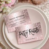 Modern Chic Glam Rose Gold Glitter Party Rentals Visitekaartje