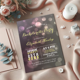Modern Chic Glitter Bokeh Bachelorette Party Kaart