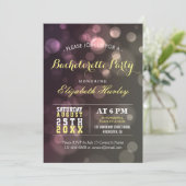 Modern Chic Glitter Bokeh Bachelorette Party Kaart (Staand voorkant)