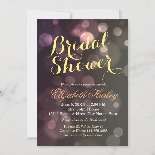 Modern Chic Glitter Bokeh Bridal Shower Kaart (Voorkant)