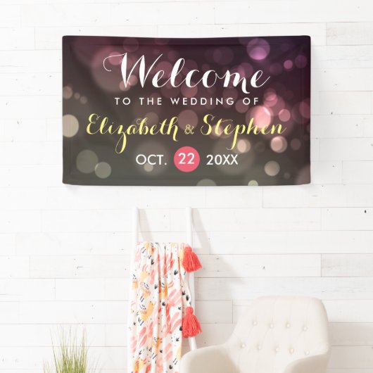 Modern Chic Glitter Bokeh Sparkle Wedding Banner (Insitu)