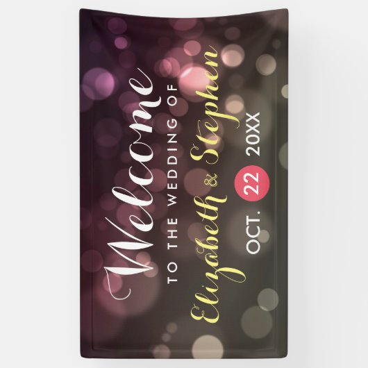 Modern Chic Glitter Bokeh Sparkle Wedding Banner (Verticaal)