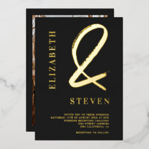 Modern chic gold ampersand noemt foto bruiloft