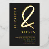 Modern chic gold ampersand noemt foto bruiloft folie uitnodiging (Voorkant)