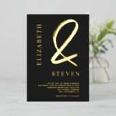Modern chic gold ampersand noemt foto bruiloft folie uitnodiging (Staand Voorkant)