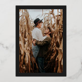 Modern chic gold ampersand noemt foto bruiloft folie uitnodiging (Achterkant)