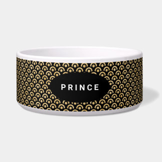 Modern Chic Gold Black Pattern Dog Voerbakje