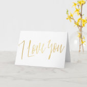 Modern Chic Gold Calligraphy "I love you" Kaart (Gele Bloem)