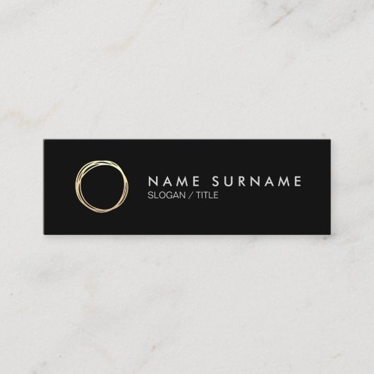 Modern Chic Gold Circle Black Mini Visitekaartje (Voorkant)