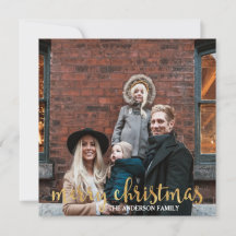 Modern Chic Gold Confetti Familiefoto Kerst