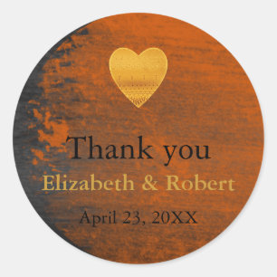 Modern Chic Gold Foil Heart Weddenschap Hartelijk  Ronde Sticker