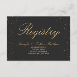 Modern Chic Gold Gespikkeld op Zwarte Gift Registr Informatiekaartje