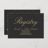 Modern Chic Gold Gespikkeld op Zwarte Gift Registr Informatiekaartje (Voorkant / Achterkant)