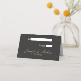 Modern Chic Gold Gespikkeld op Zwarte Plaats Kaart Plaatskaartje
