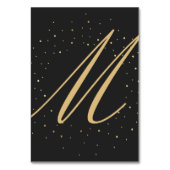 Modern Chic Gold Gespikkeld op Zwarte Tafel Nummer Kaart (Achterkant)