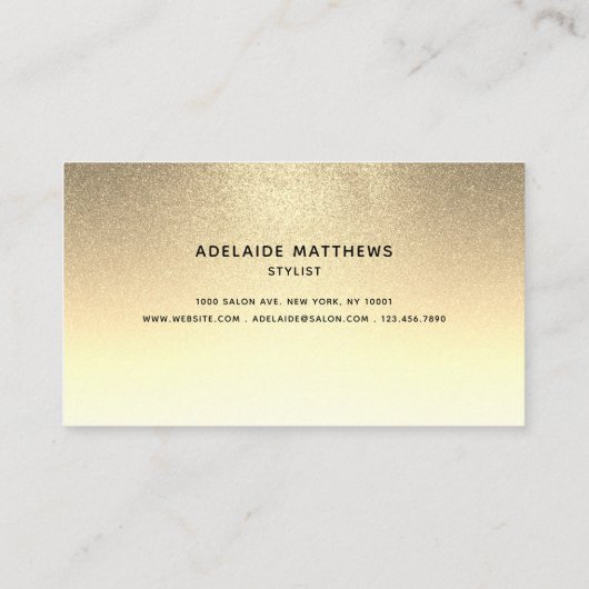 Modern Chic Gold Glitter Hair Salon Haarstylist Visitekaartje (Achterkant)