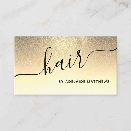 Modern Chic Gold Glitter Hair Salon Haarstylist Visitekaartje (Voorkant)