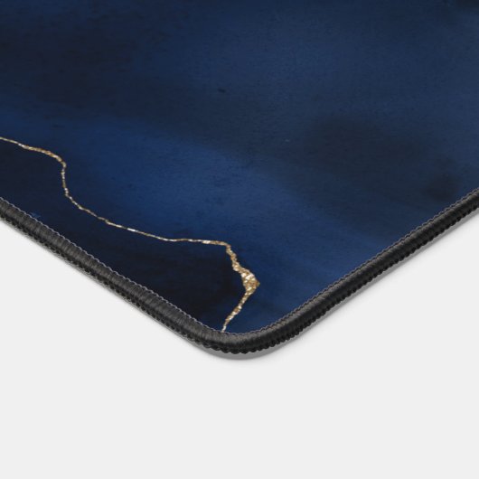 Modern Chic Gold Glitter Navy Blue Agate Monogram Bureaumat (Hoek)