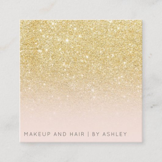 Modern chic gold glitter ombre make-professioneel vierkante visitekaartje (Voorkant)