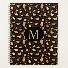 Modern Chic Gold Leopard Pattern Mongorammed Planner