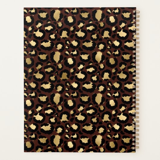 Modern Chic Gold Leopard Pattern Mongorammed Planner (Achterkant)