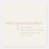 Modern chic | Gold Merry Christmas Retouradres Vierkante Sticker (Voorkant)