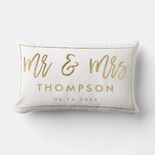 Modern chic gold Mr en Mrs bruiloft keepomwille wh Kussen