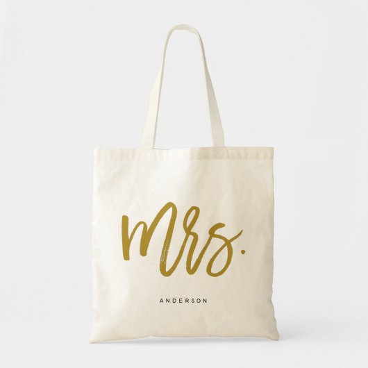 Modern Chic Gold Mrs calligraphy Tote Bag (Voorkant)